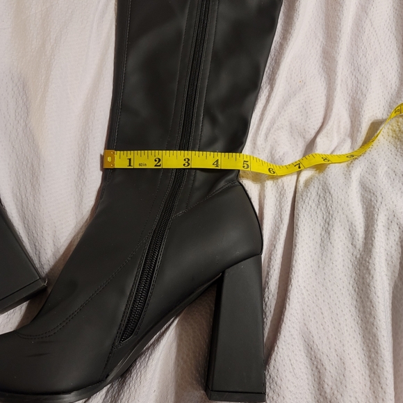 NIB Pointed Toe chunky heel long boots with side zipper wear 8 hours size 10 - Picture 8 of 14